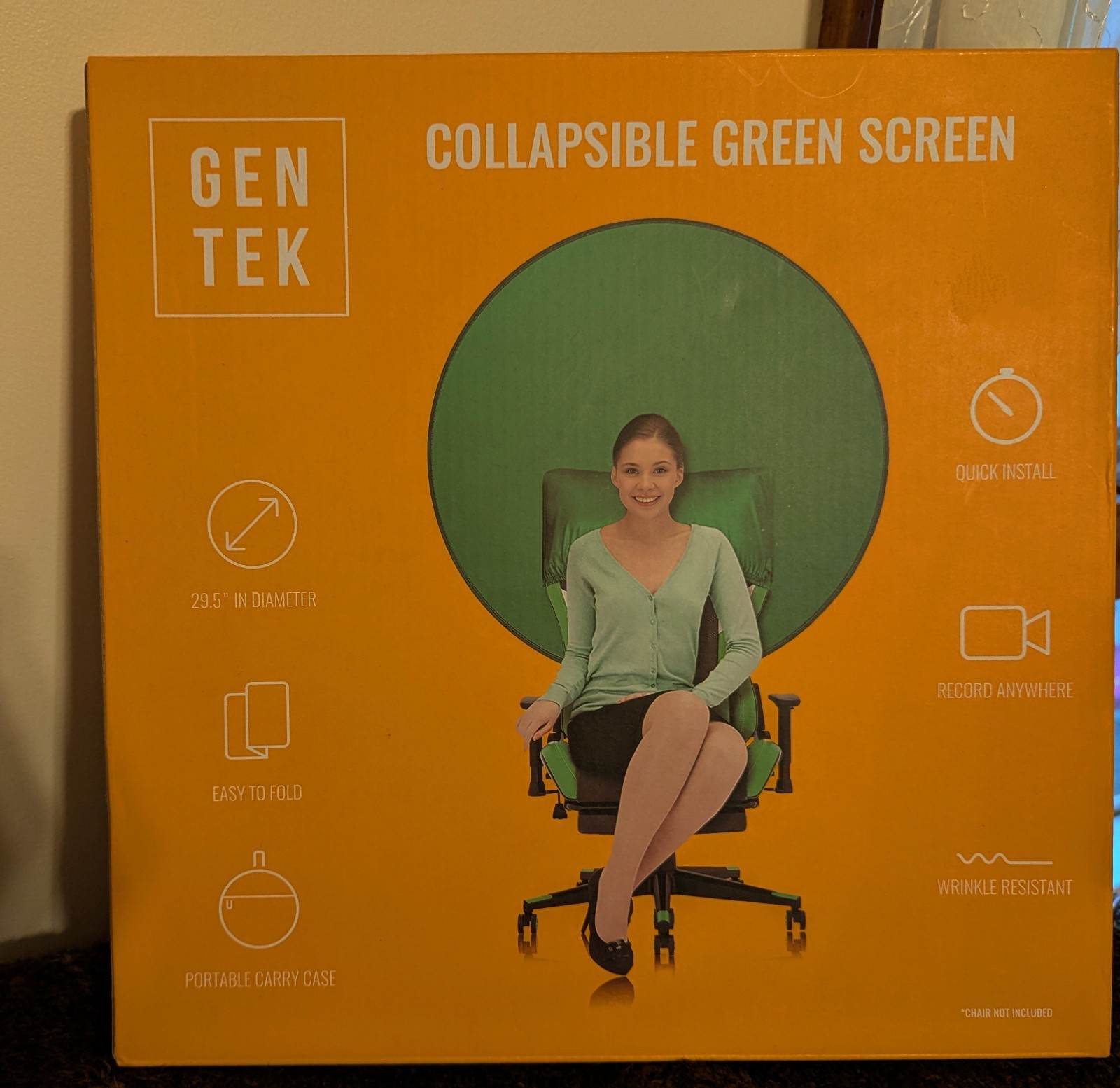 Green Screen Gen Tek Collapsible Chromakey Backdrop 29.5″ Wrinkle Resistant Case