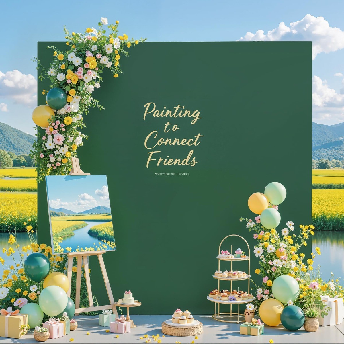 6.6×6.6 Ft Hunter Green Square Arch Spandex Backdrop Cover Party Photo