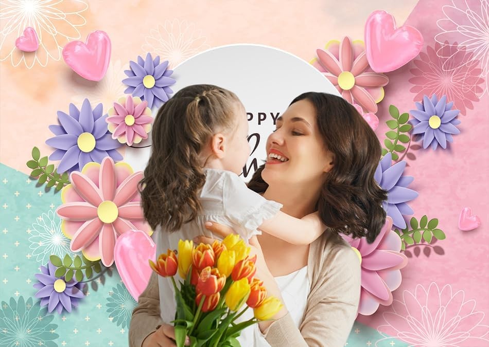 7x5ft Happy Mother’s Day Backdrops Thanks Mother Party Photoshoot Backdrops Mom’