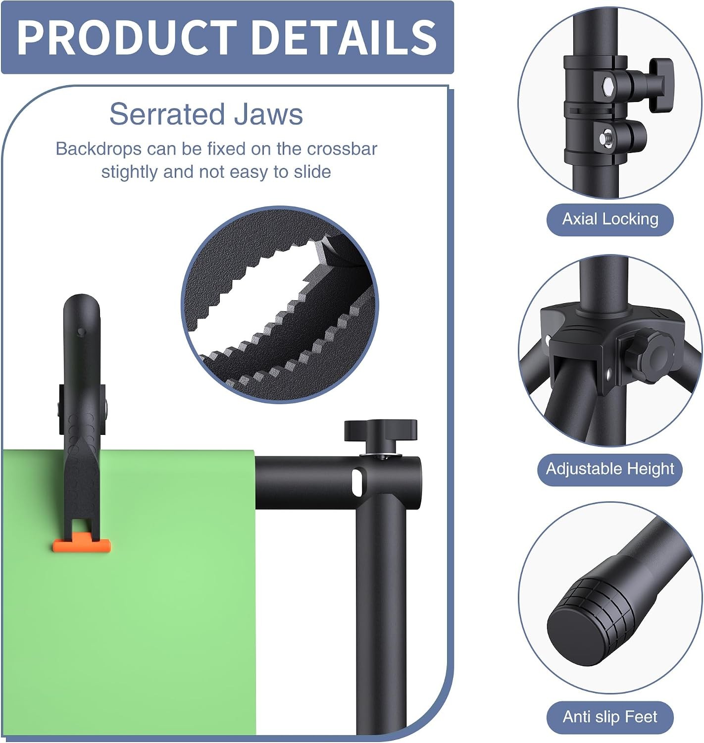 Backdrop Stand 10×7.5ft Height Adjustable & Width Adjustable Backdrop Stand Back