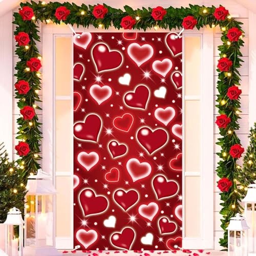 Valentine’s Day Heart Door Cover Decorations Photo Backdrop Early 2000s Red