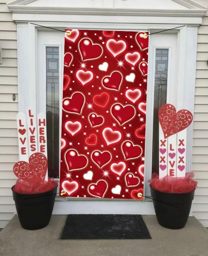 Valentine’s Day Heart Door Cover Decorations Photo Backdrop Early 2000s Red