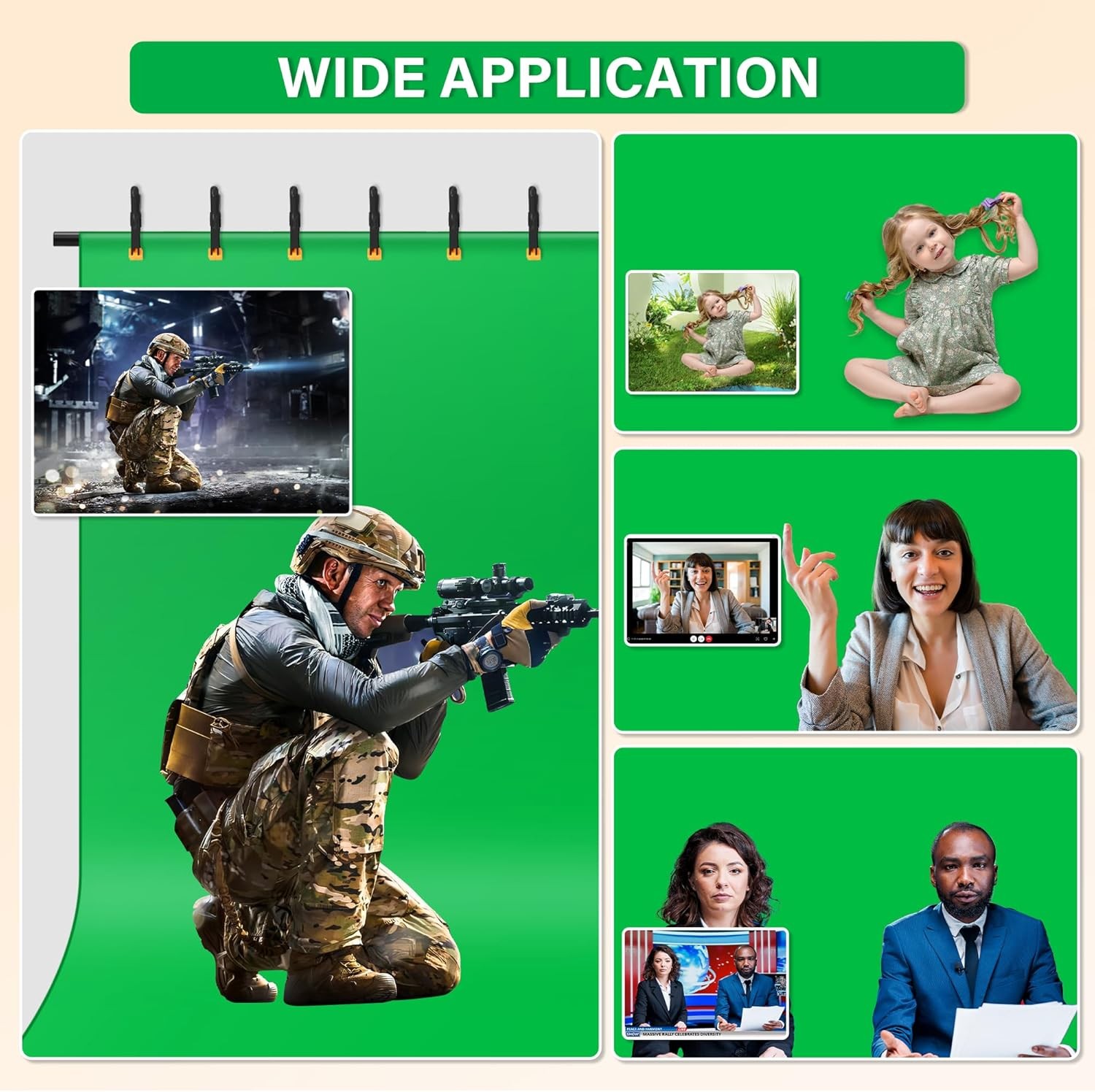Portable T-Shape Photo Backdrop Stand W/Green Screen Background for Photography