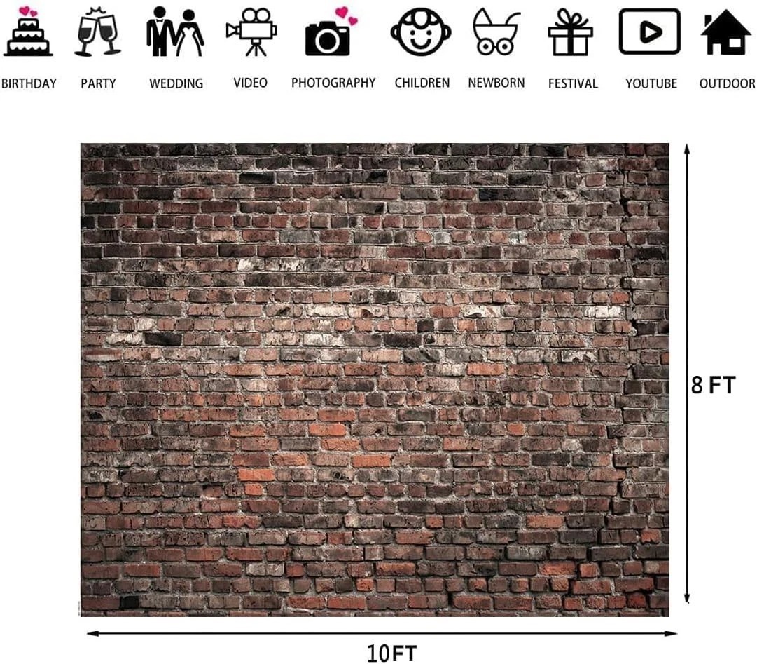 Sophisticated 10x8ft Red Brick Photography Backdrop for Memorable Moments