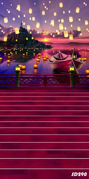 10’x20’Computer-paint Sunset Boat lantern View Scenic background backdrop SD290