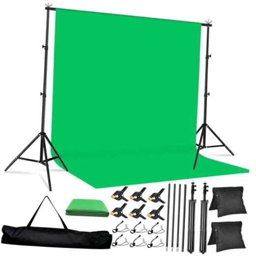 10×8.5 ft Adjustable Green Screen Backdrop Kit with Stand, Photo 8.5×10 ft