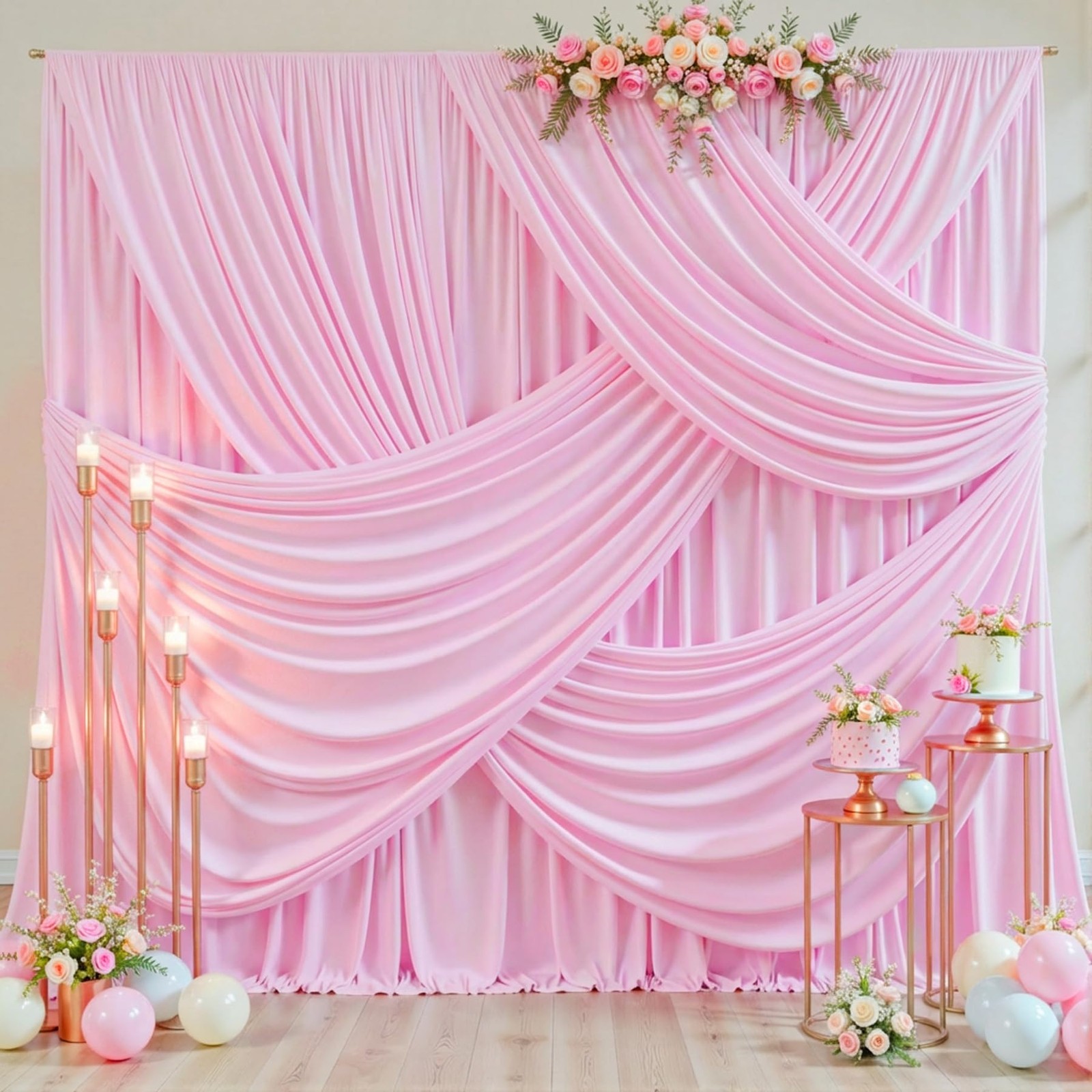 20ft x 10ft Free Pink Wedding Backdrop Curtains for Party Bridal Shower Recep…
