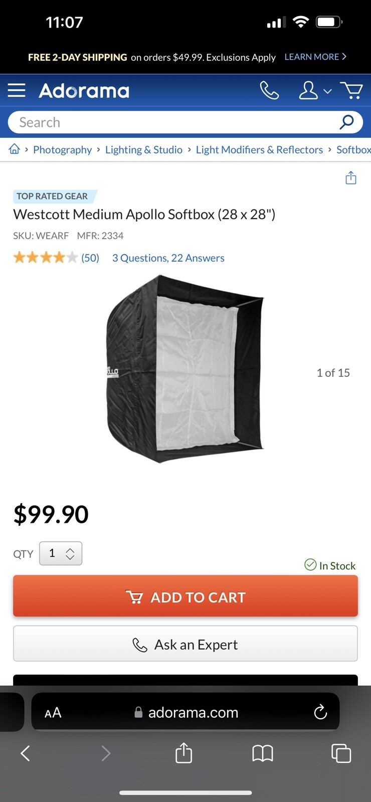 Wesctcott Medium Apollo Softbox