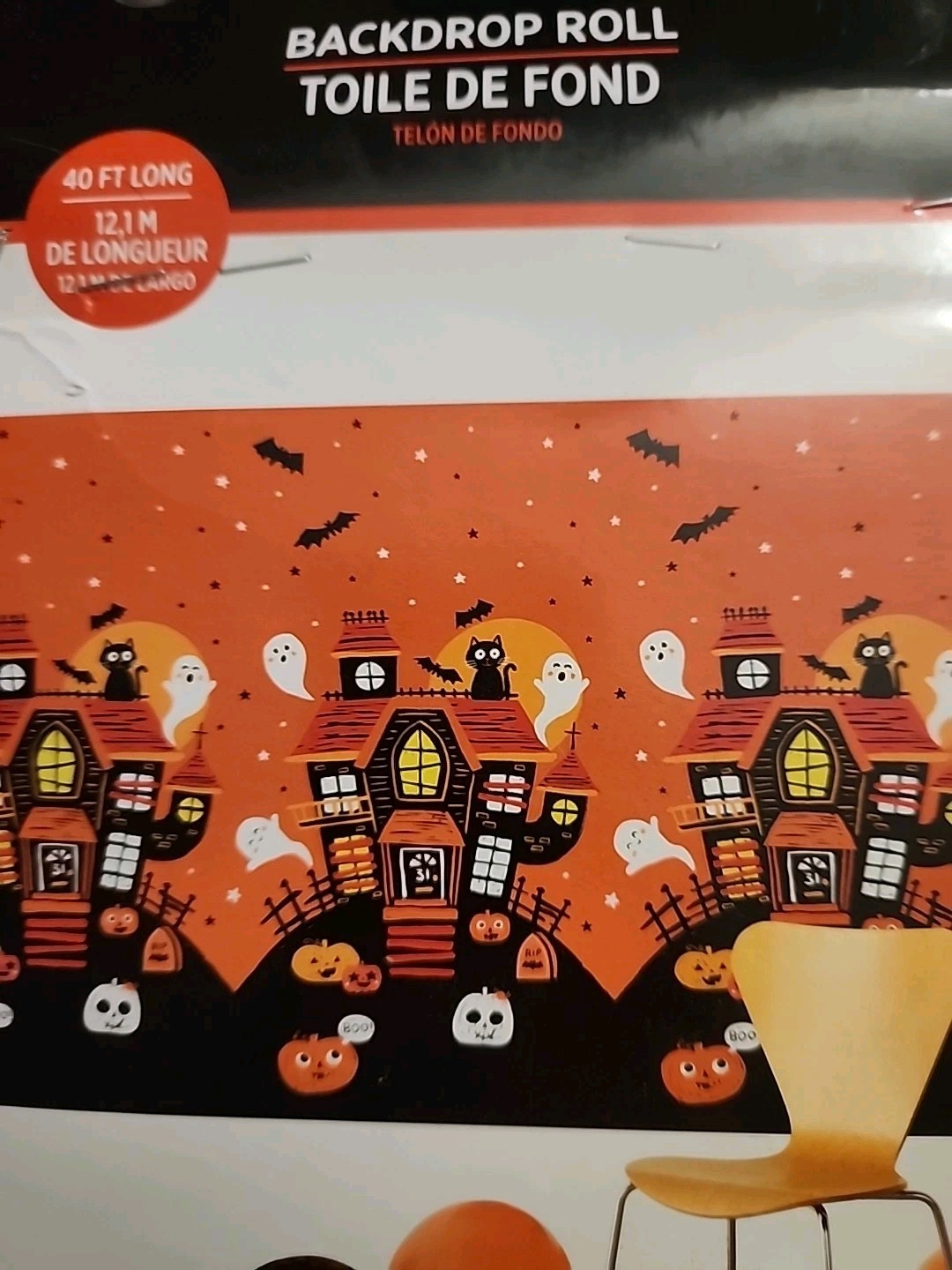New-Halloween Backdrop Orange Moon Night Graveyard Halloween Banner Spooky House