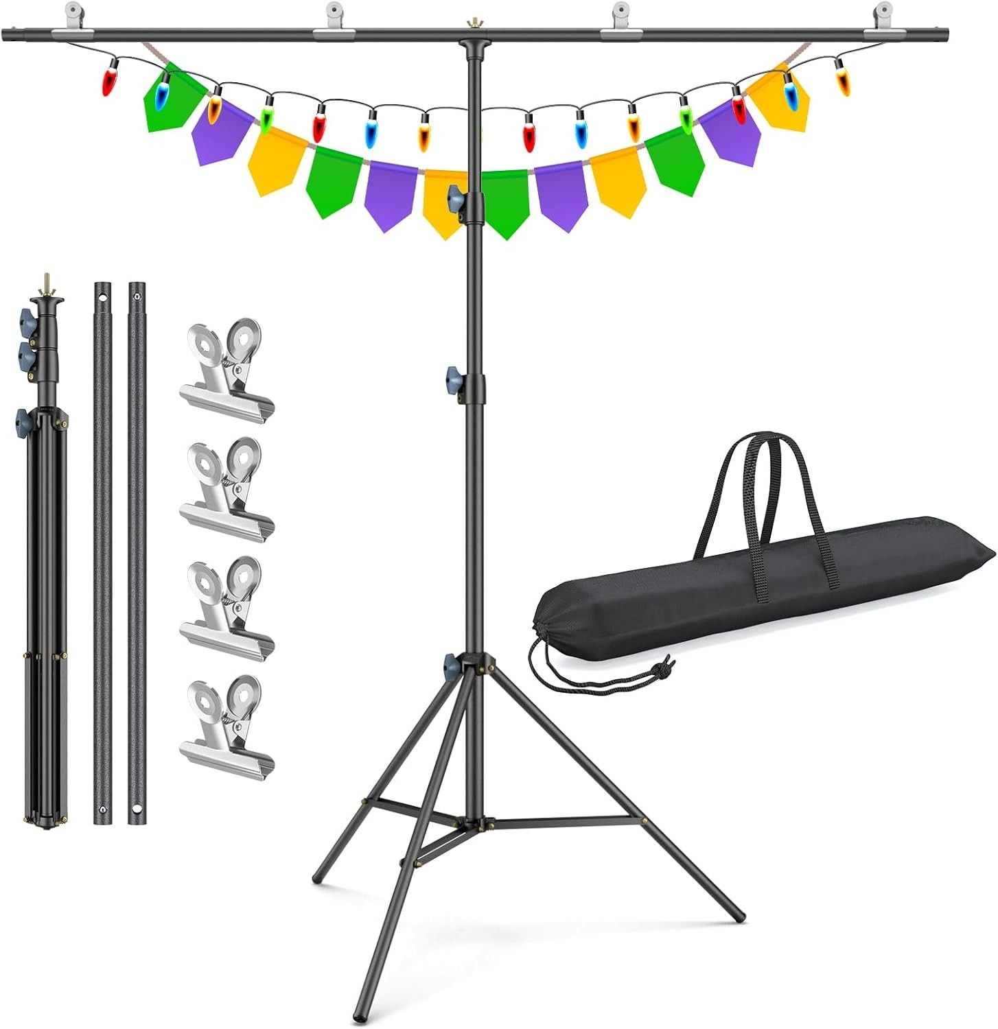 Zenith Portable T-Shape Backdrop Stand Kit – 5×6.7ft Adjustable & Lightweight
