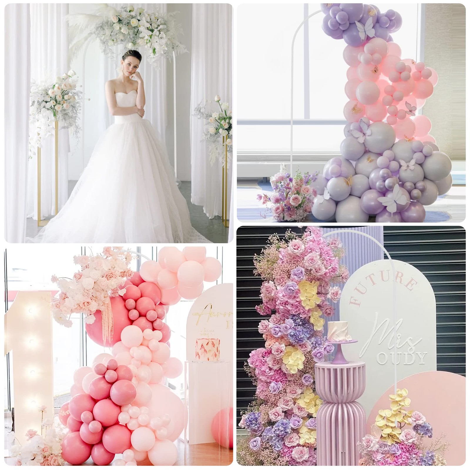 Wedding Arch Backdrop Stand, 6 FT Square White Metal Arch Backdrop Stand for …