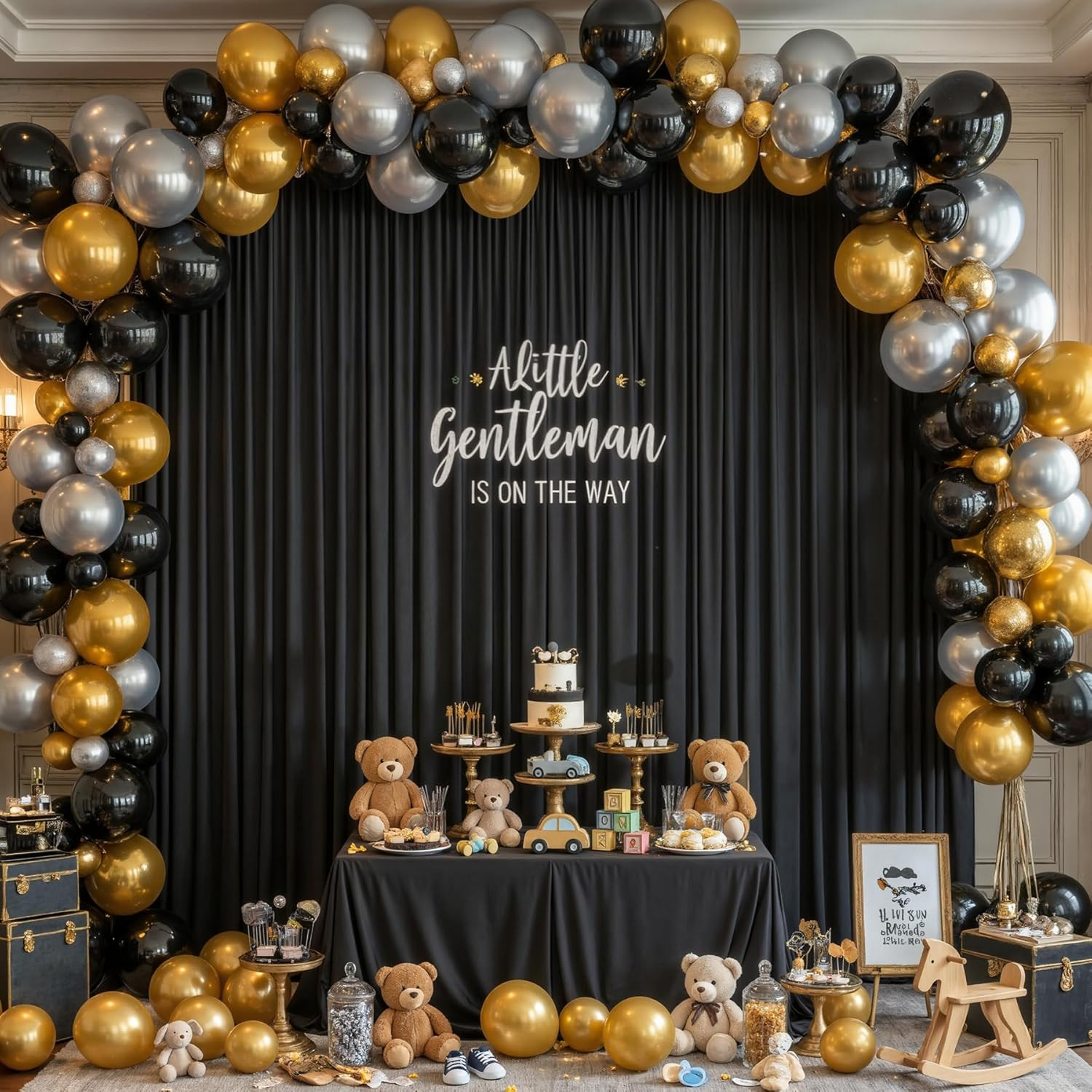40X10Ft Black Photo Backdrop Curtains for Parties Birthday Wrinkle Free Polyeste