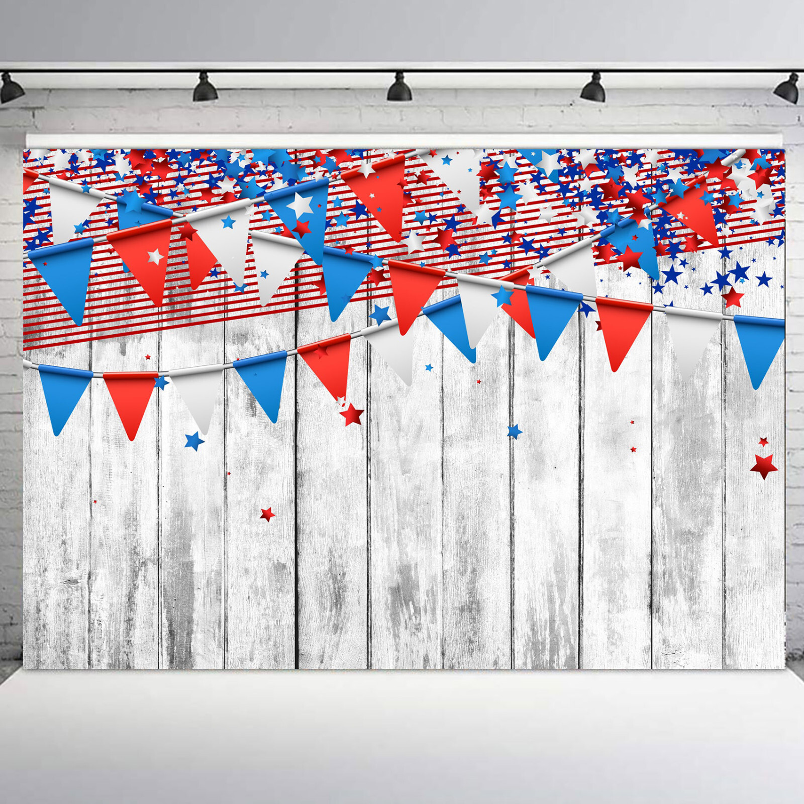10x8ft Patriotic 4th of July Vintage Grey Wood Photo Background Studio Props