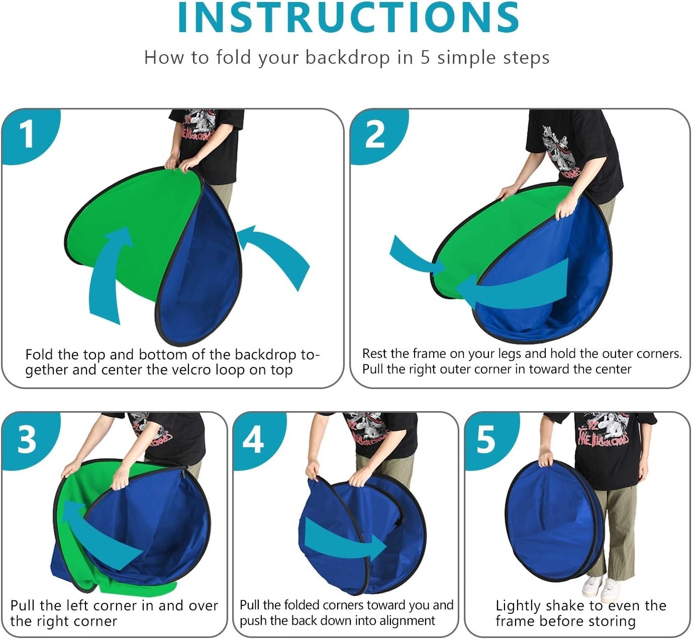 Versatile 5x7ft Green & Blue Reversible Backdrop – Ideal for Photography & Video