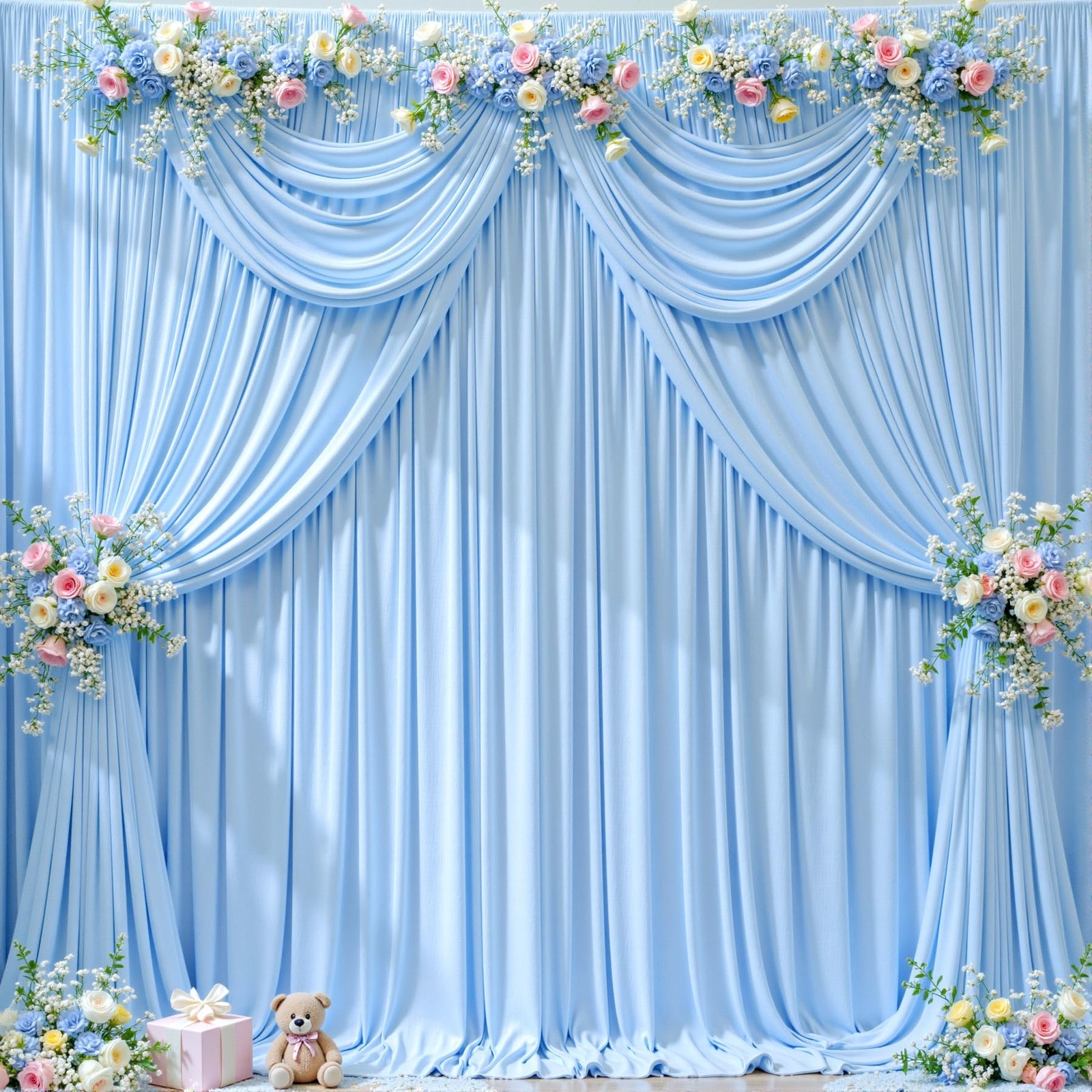 20ft x 10ft Free Baby Blue Wedding Backdrop Curtains for Party Bridal Shower …