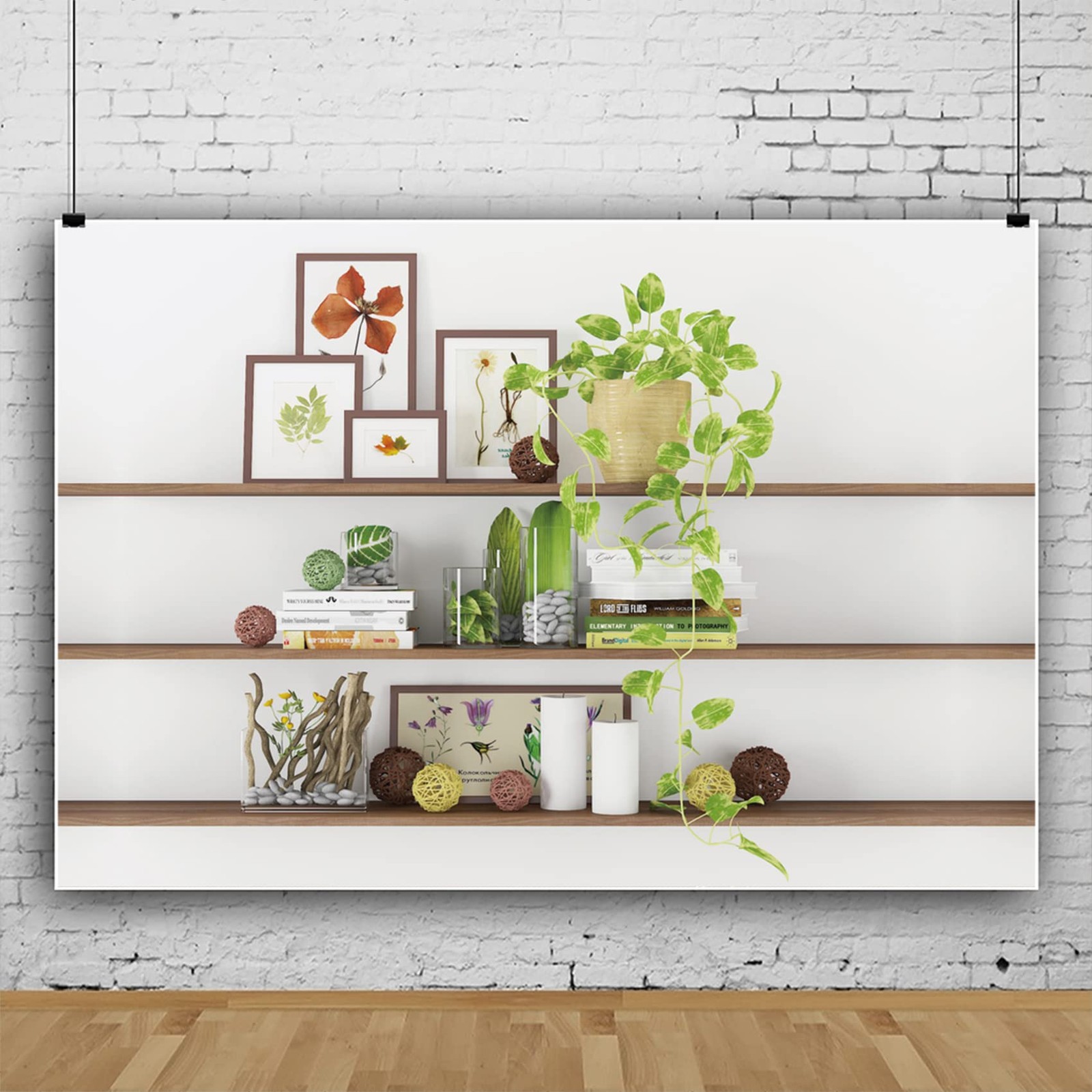 7x5ft Modern Living Room Backdrop Green Plant Bookcase Office Zoom Backdrop f…