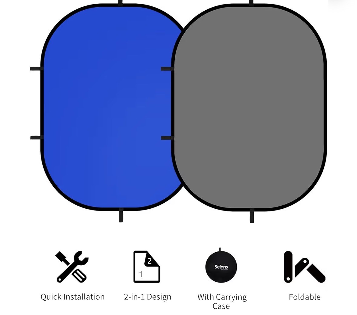 Collapsible Backdrop 59×78.7inches Pop Up Blue Grey Background with Carrying …
