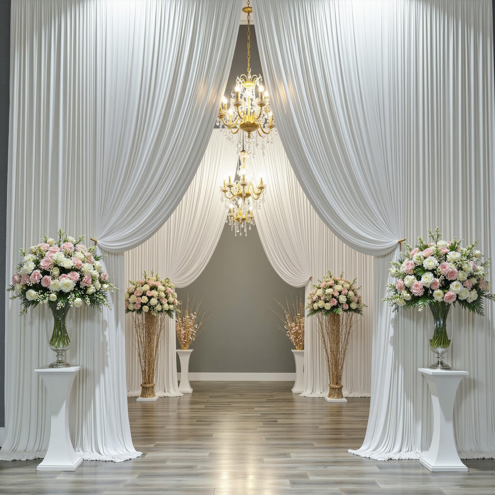 Htper 8 Panels 5x12ft Backdrop Curtains for 5ft(W)x12ft(H)_8 Panels, Ivory