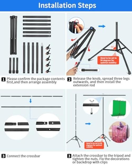 T Shape Backdrop Stand, 8×7.5ft(HxW) Portable Photo Background 8×7.5ft (HxW)