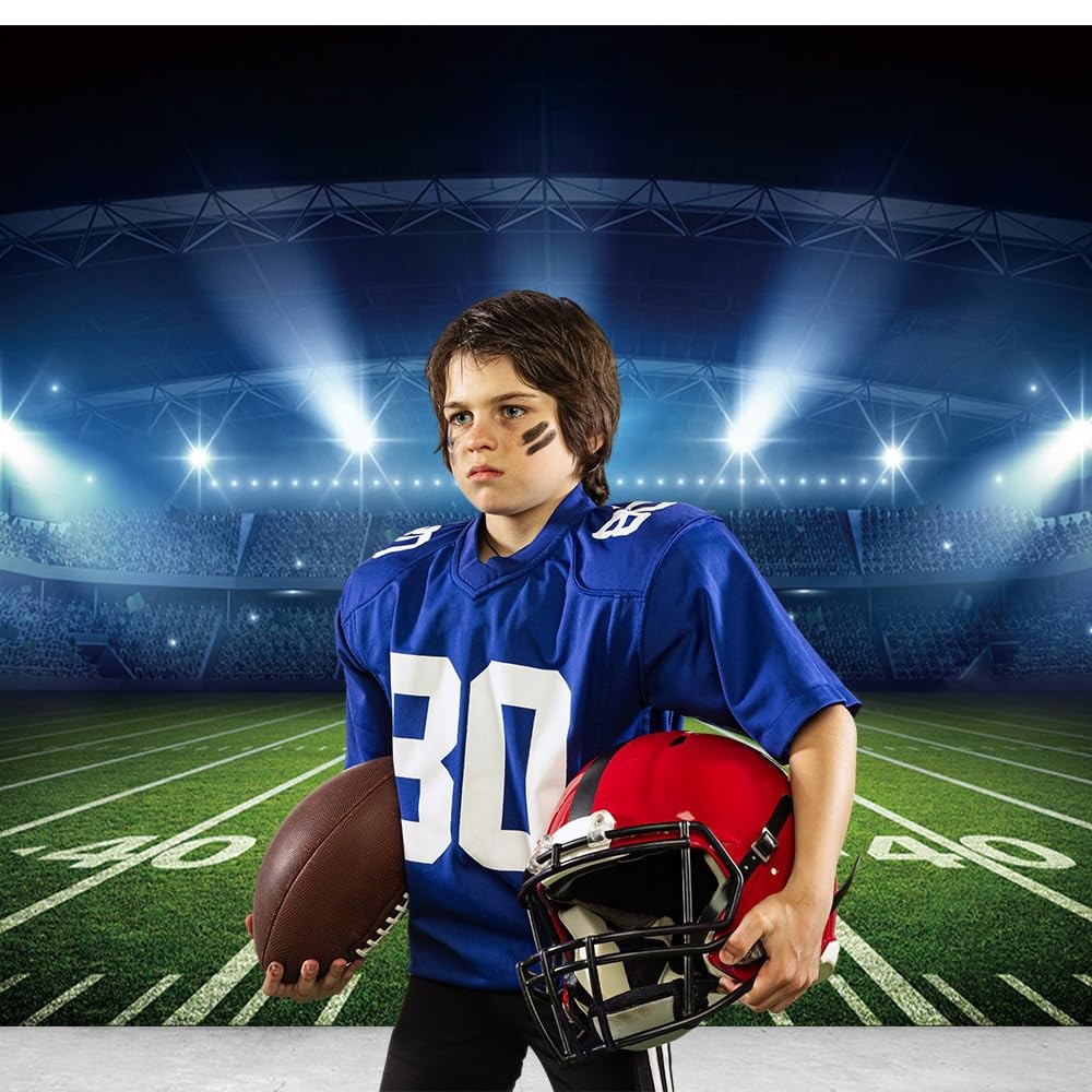 7×5 Ft Football Stadium Photography Backdrop Bowl Night Spotlight Field Party