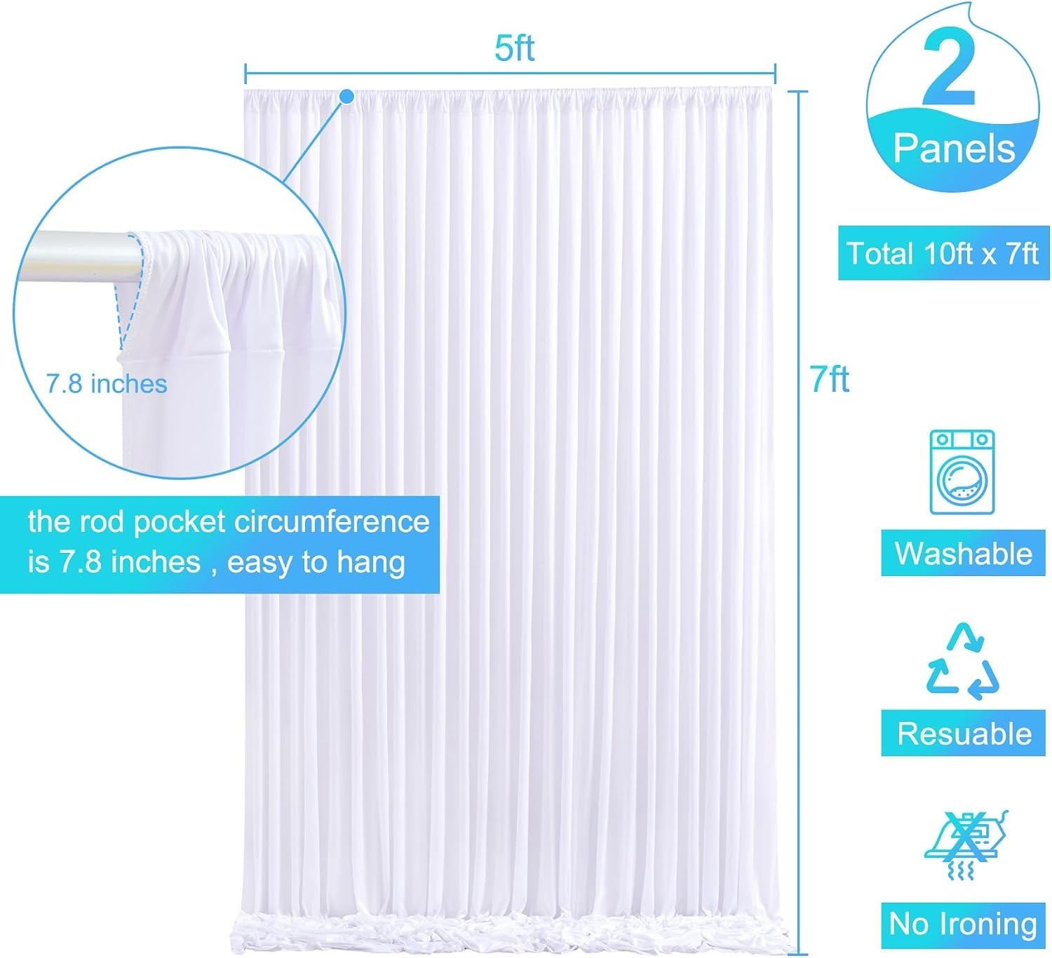 White Backdrop Curtain for Parties Wedding Wrinkle Free White Photo Curtains …