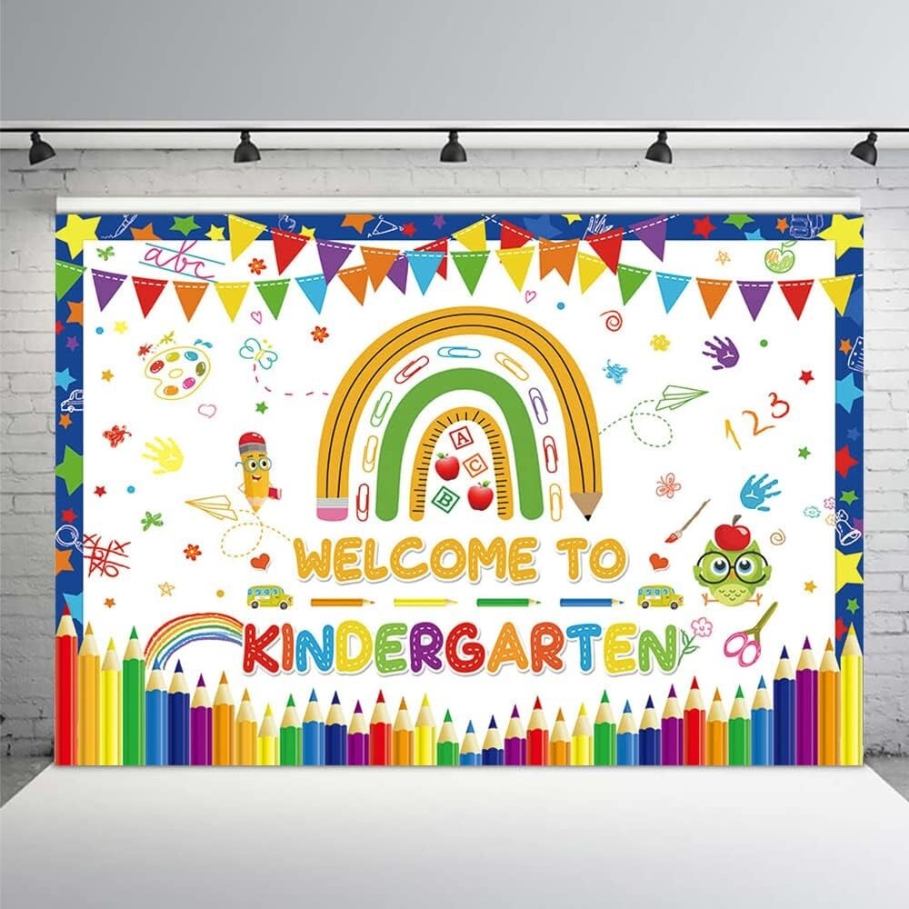 7x5ft Back to School Photography Backdrop Welcome to Kindergarten Banner Flag