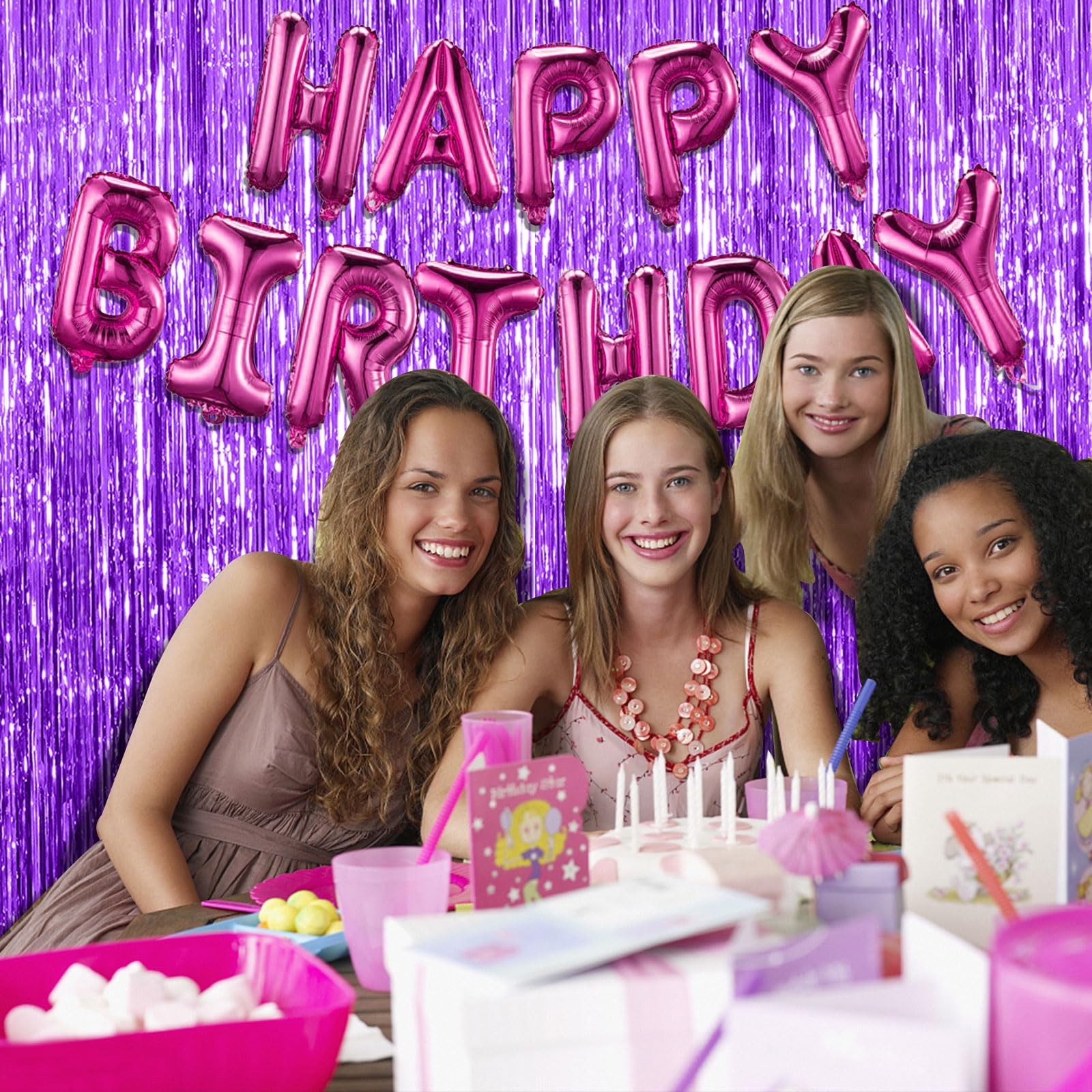 2 Pack Purple Backdrop Tinsel Streamers 39.4″w X 78.7″l (Pack of 2),