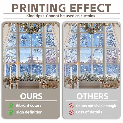 7x5ft White Snow Forest Scene Fabric Backdrop for Christmas Window