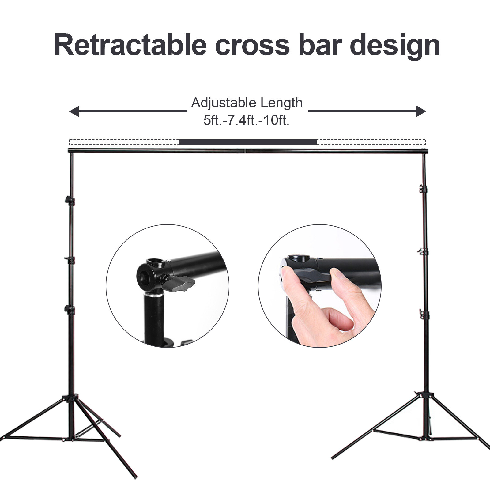 10ft Adjustable Backdrop Support Stand Photography Background Photo Crossbar Kit