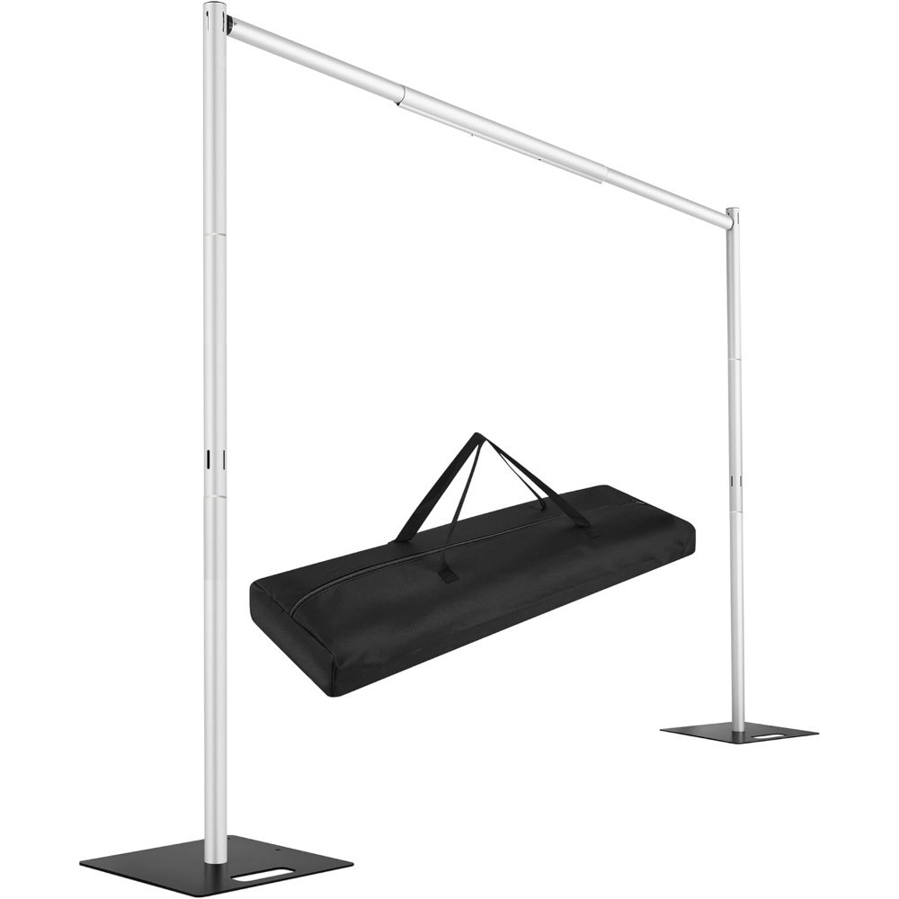Adjustable Pipe and Drape Backdrop Stand 8ft x 10ft Heavy Duty Metal Frame for
