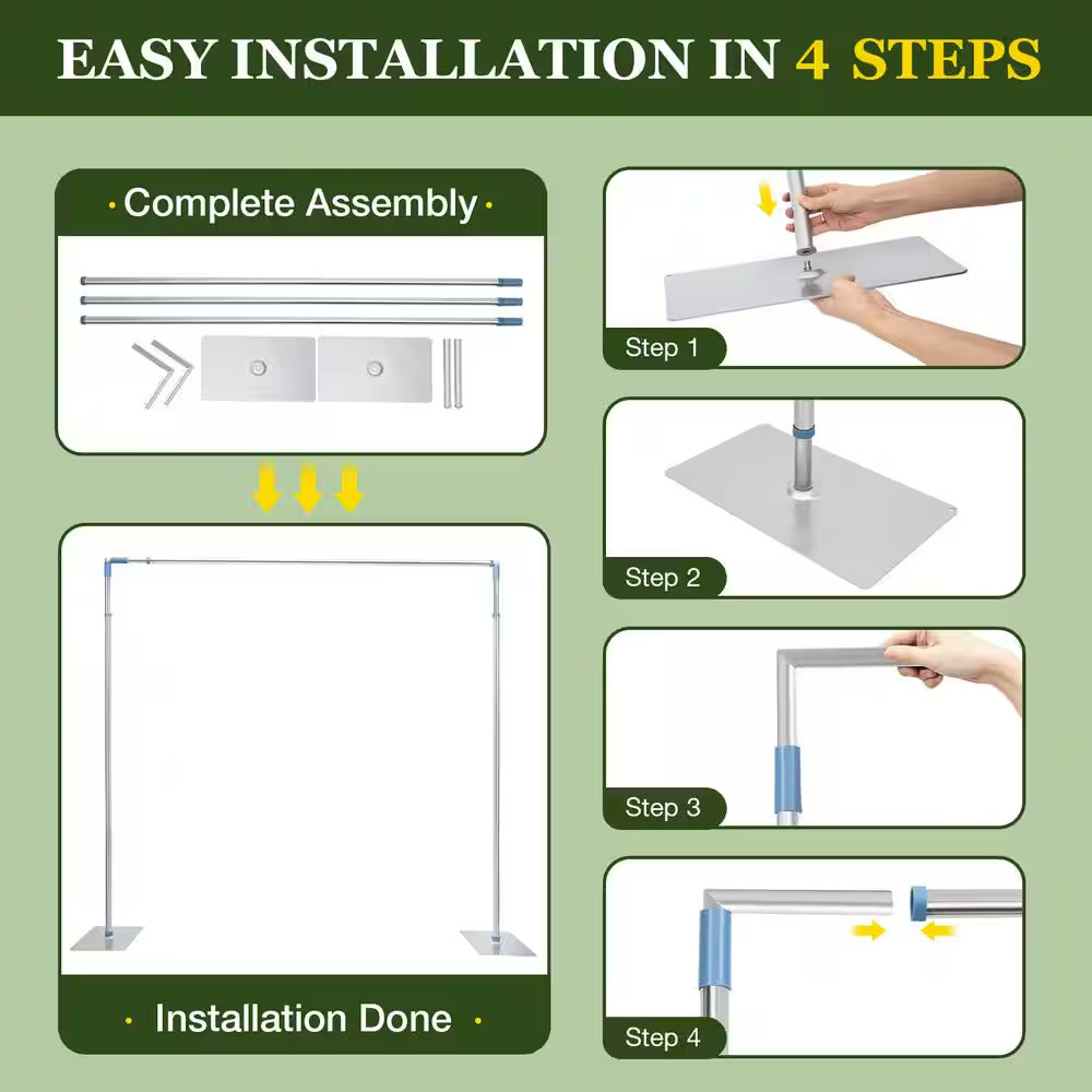 118 In. X 118 In. Stainless Steel Professional Backdrop Stand Pipe Kit Height Ad