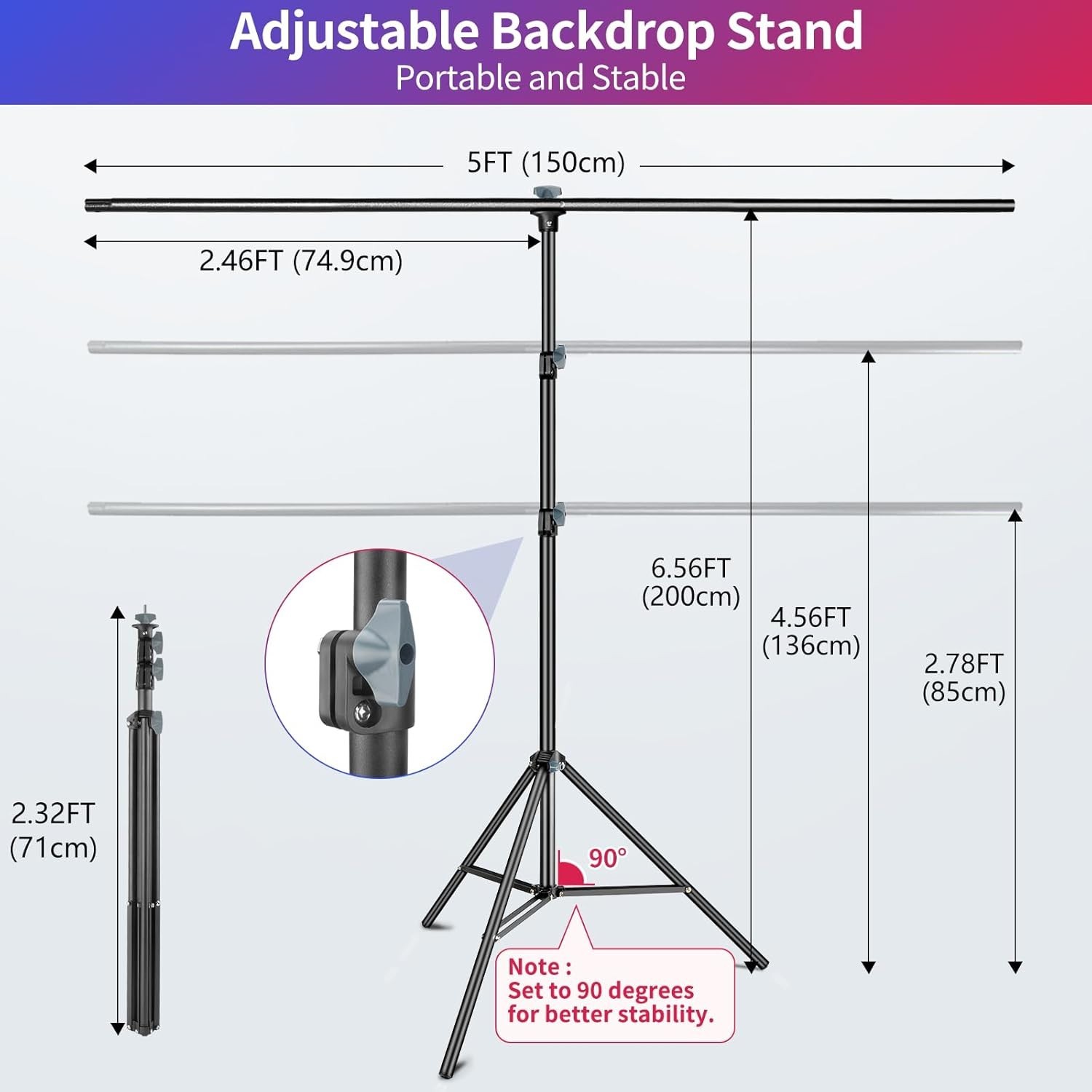 5×6.5ft Green Screen Kit with Adjustable Height Stand for Gaming & Recording