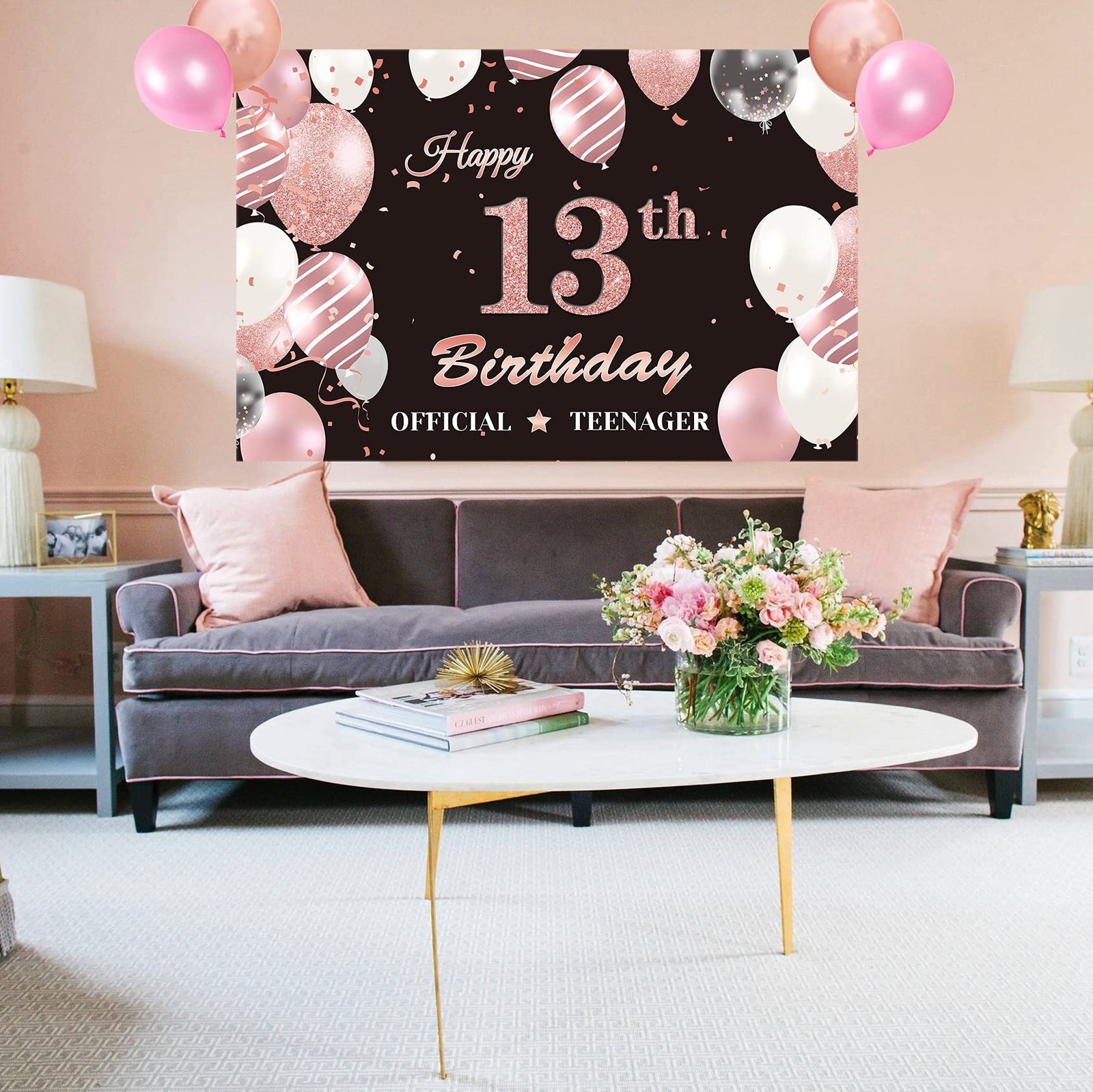 13th Birthday Banner Backdrop, Official Teenager 13 Birthday Party Sign, Happ…