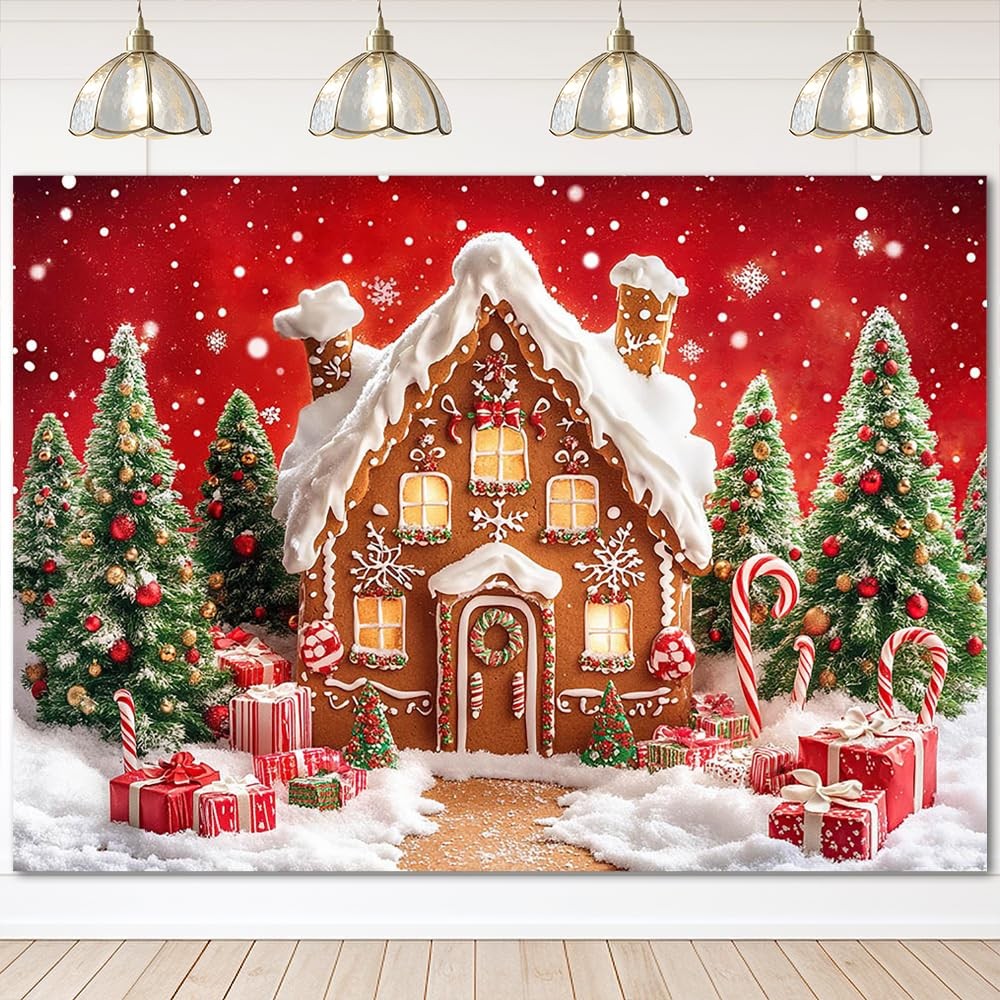 10x7FT Christmas Backdrop Gingerbread House Photo Xmas Holiday Photography