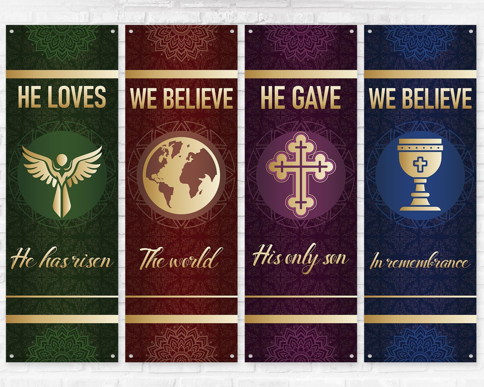 4Pcs Church Banners for Sanctuary Wall Welcome Inspirational Religious Banner…