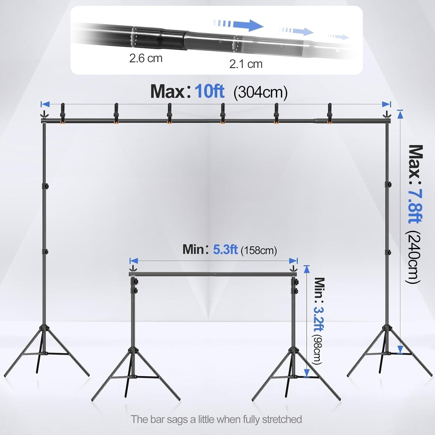 Professional Grade 10×7.8ft Backdrop Support Stand for Events & Weddings