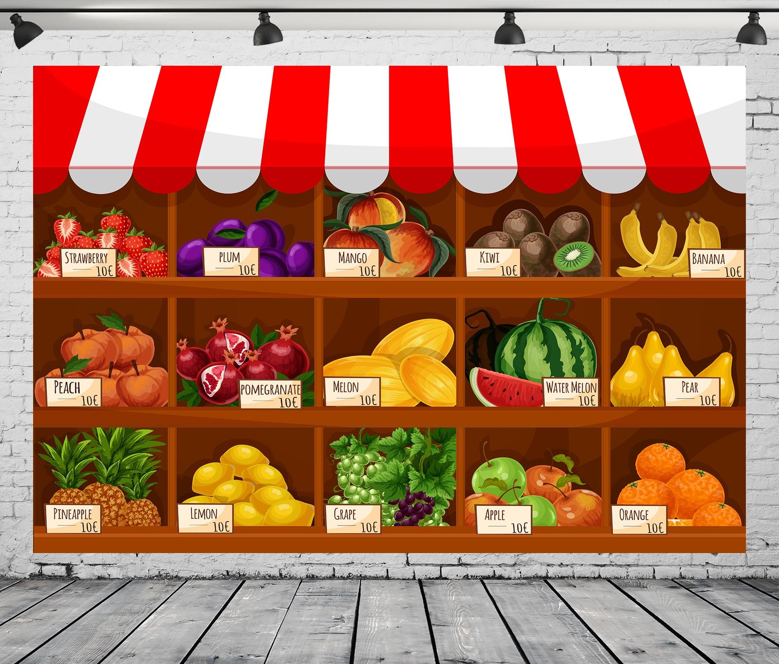 5x3ft Fabric Summer Fresh Fruit Shop Supermarket Theme Party Backdrop