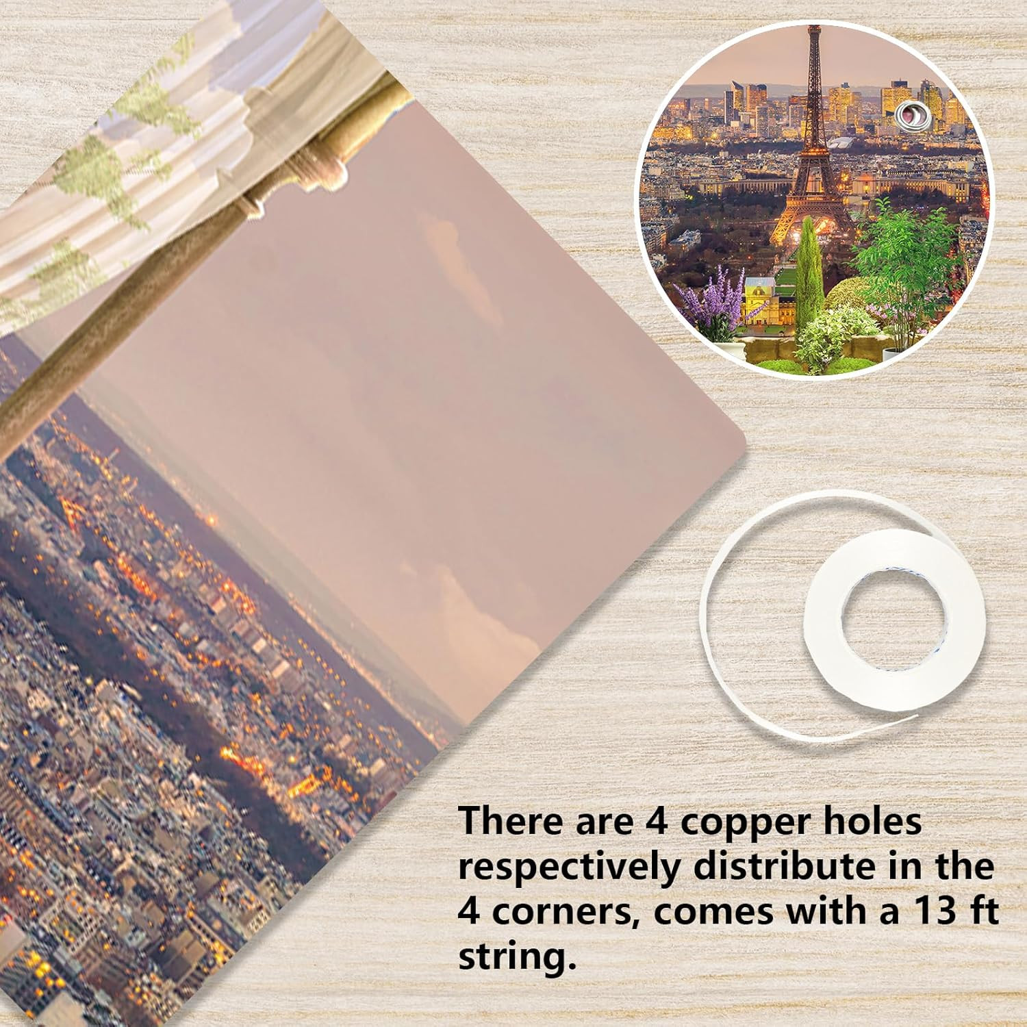 City Backdrop French Romance Theme Cityscape Decoration Romantic Sunset Balcony