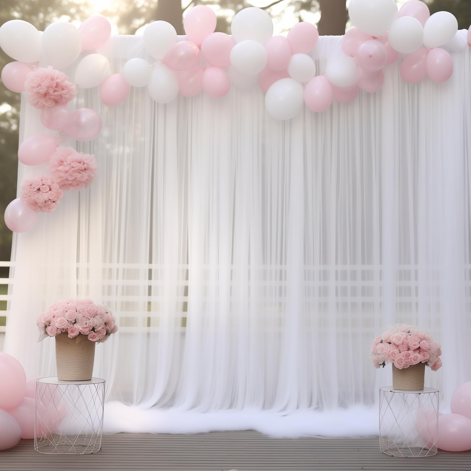 White Tulle Sheer Party Backdrop Curtains Drapes Wedding Photo 20x10ft Mat