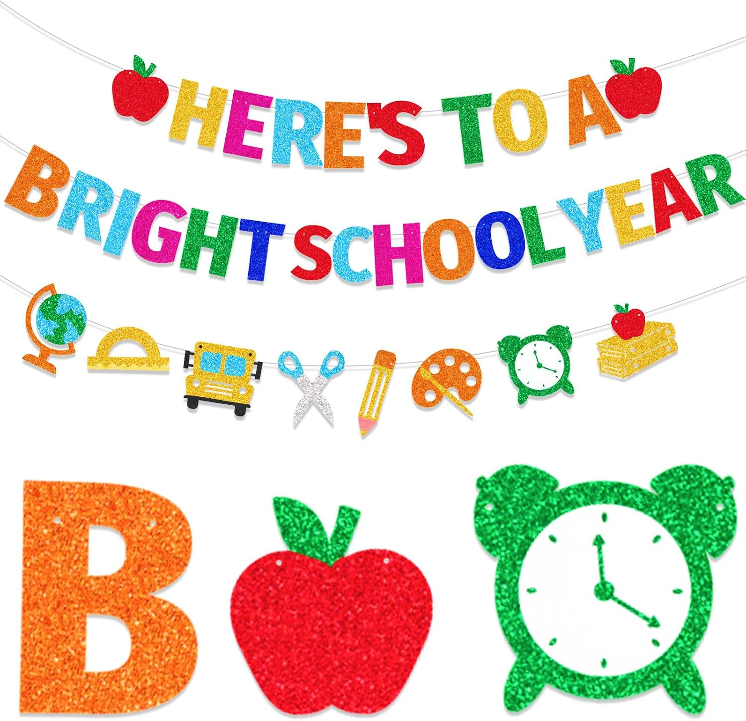 Here’S to a Bright School Year Banner,Back to School Garland Banner for First Da