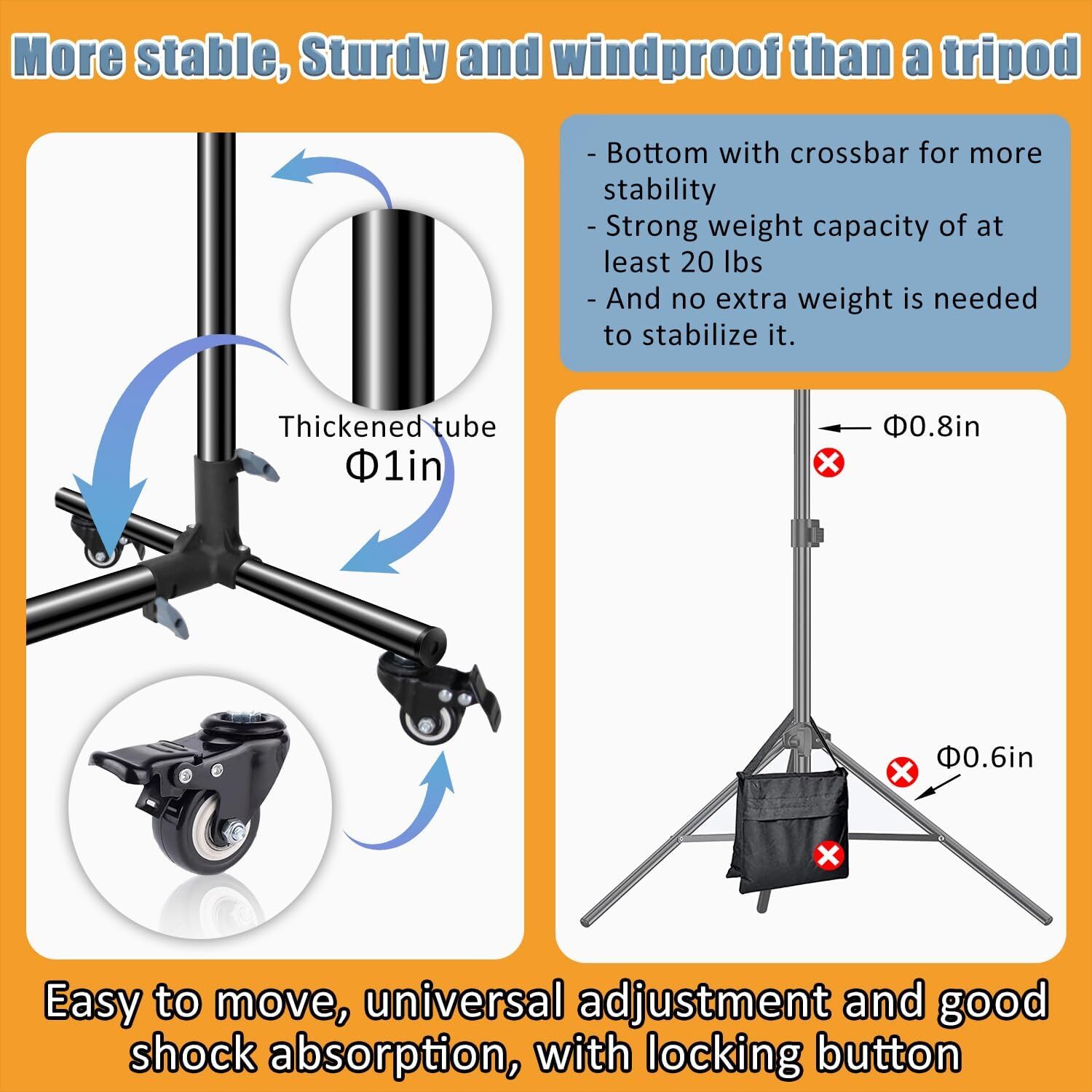 Versatile Heavy Duty Backdrop Stand, 10 * 7ft Adjustable Photo Background Stand