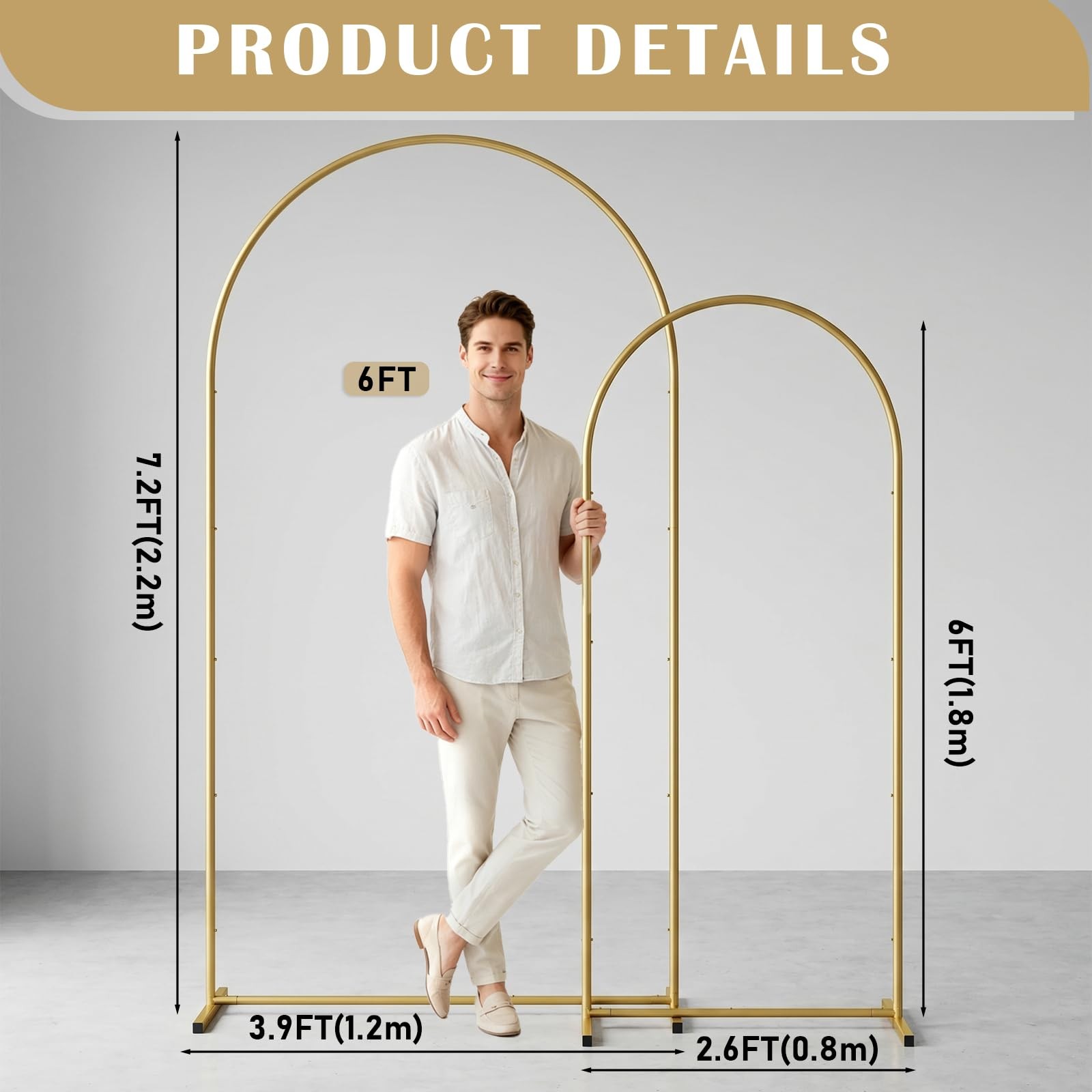 Metal Arch Backdrop Stand 7.2FT+6FT: Wedding Arch Frame for Ceremony Balloon …