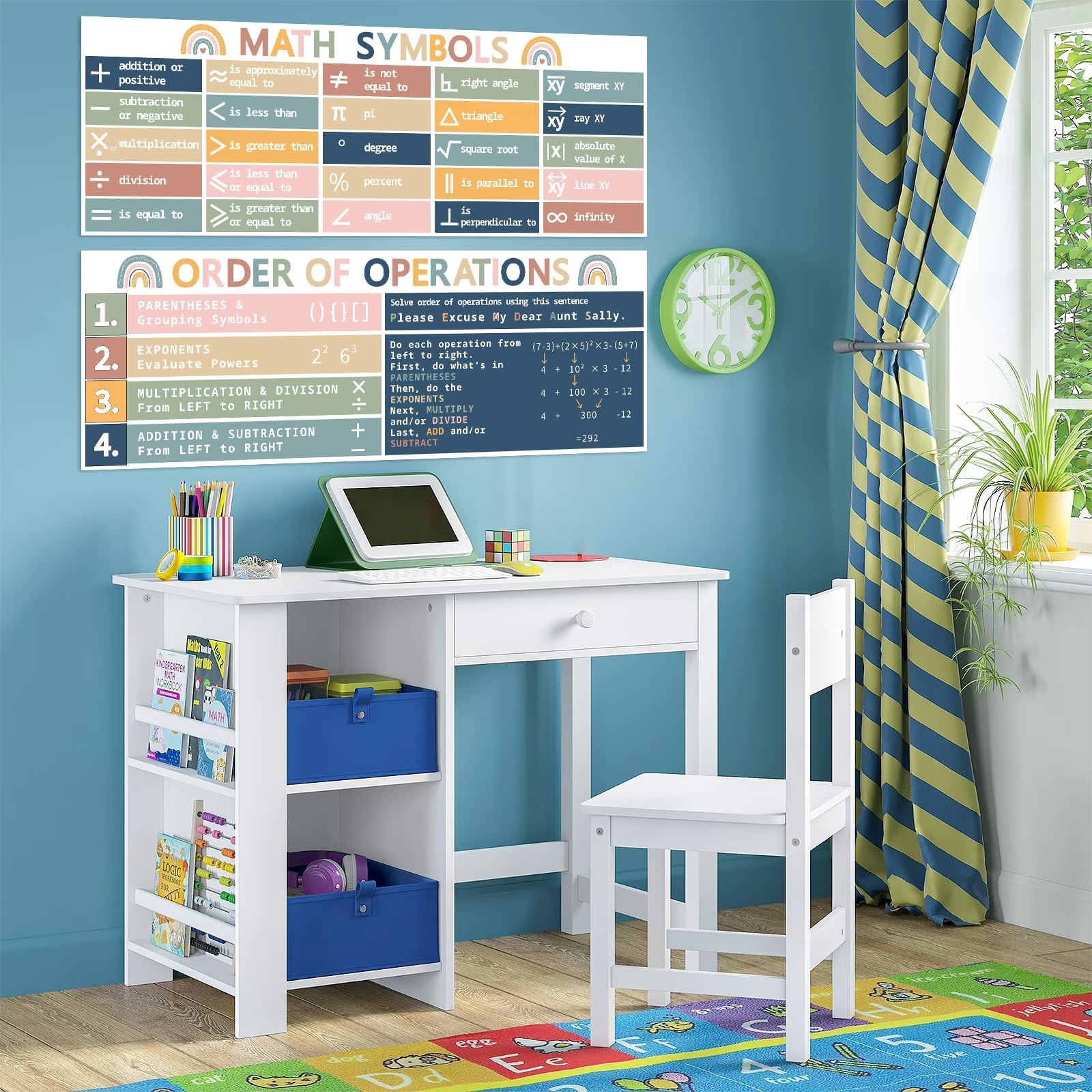 Educational Math Posters for Classroom, 2 Large Math Symbols Posters Decor fo…