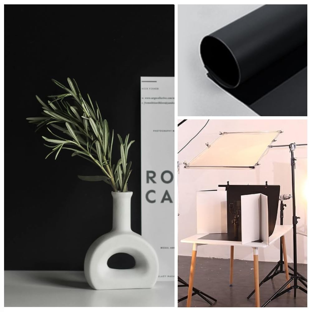 40×15 Inch Matte Black PVC Vinyl Photography Backdrop Photo Studio Background