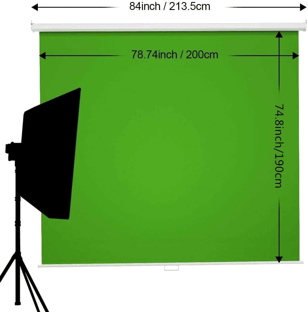 Green Screen 75×79 Wall Mount Pull Down Retractable Chroma Key Backdrop