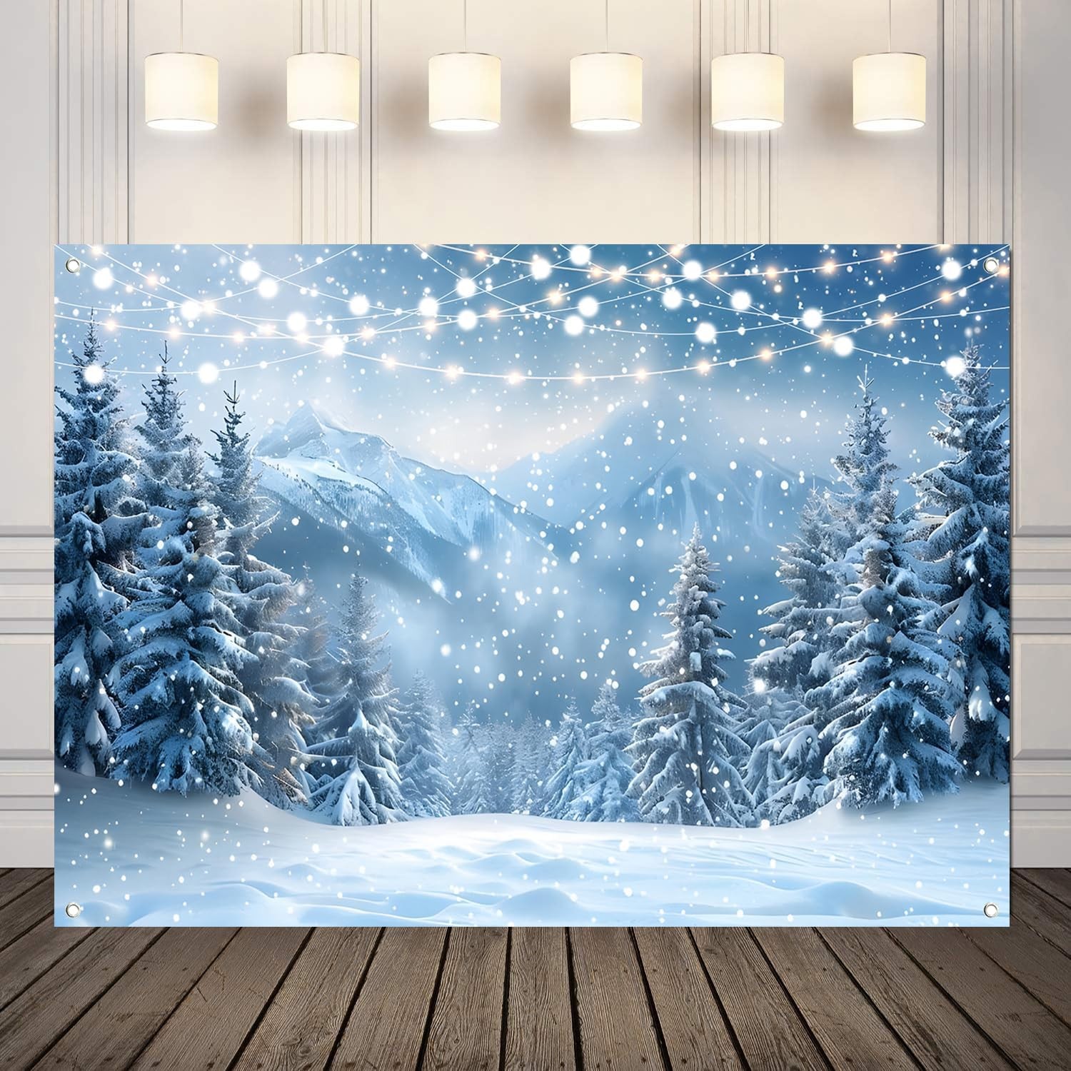 82.6”X 59”Fabric Winter Snow Scenery Photography Background Snow Forest Photo