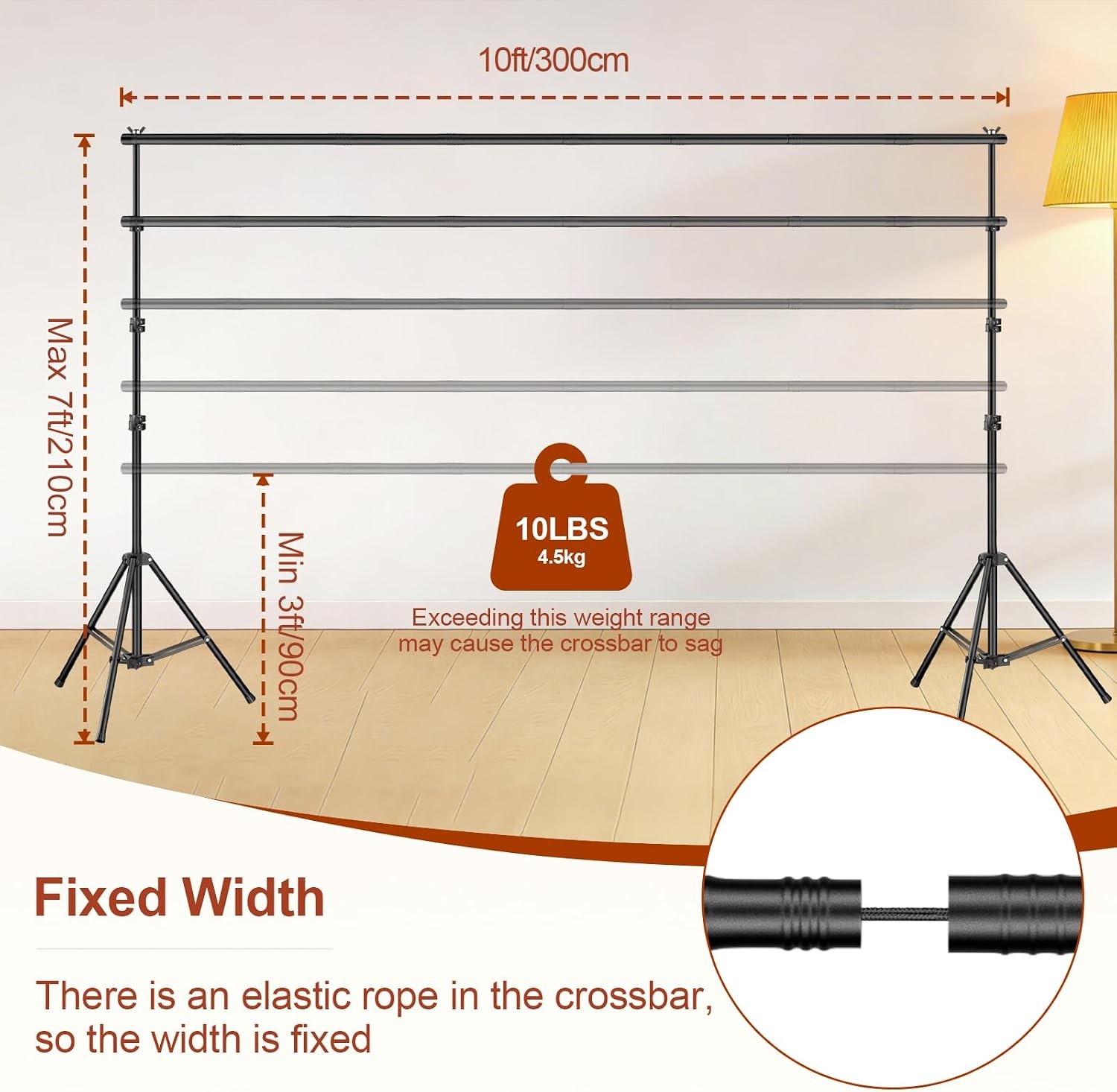 Backdrop Stand 10x7ft(WxH Photo Studio Adjustable Background Stand Support