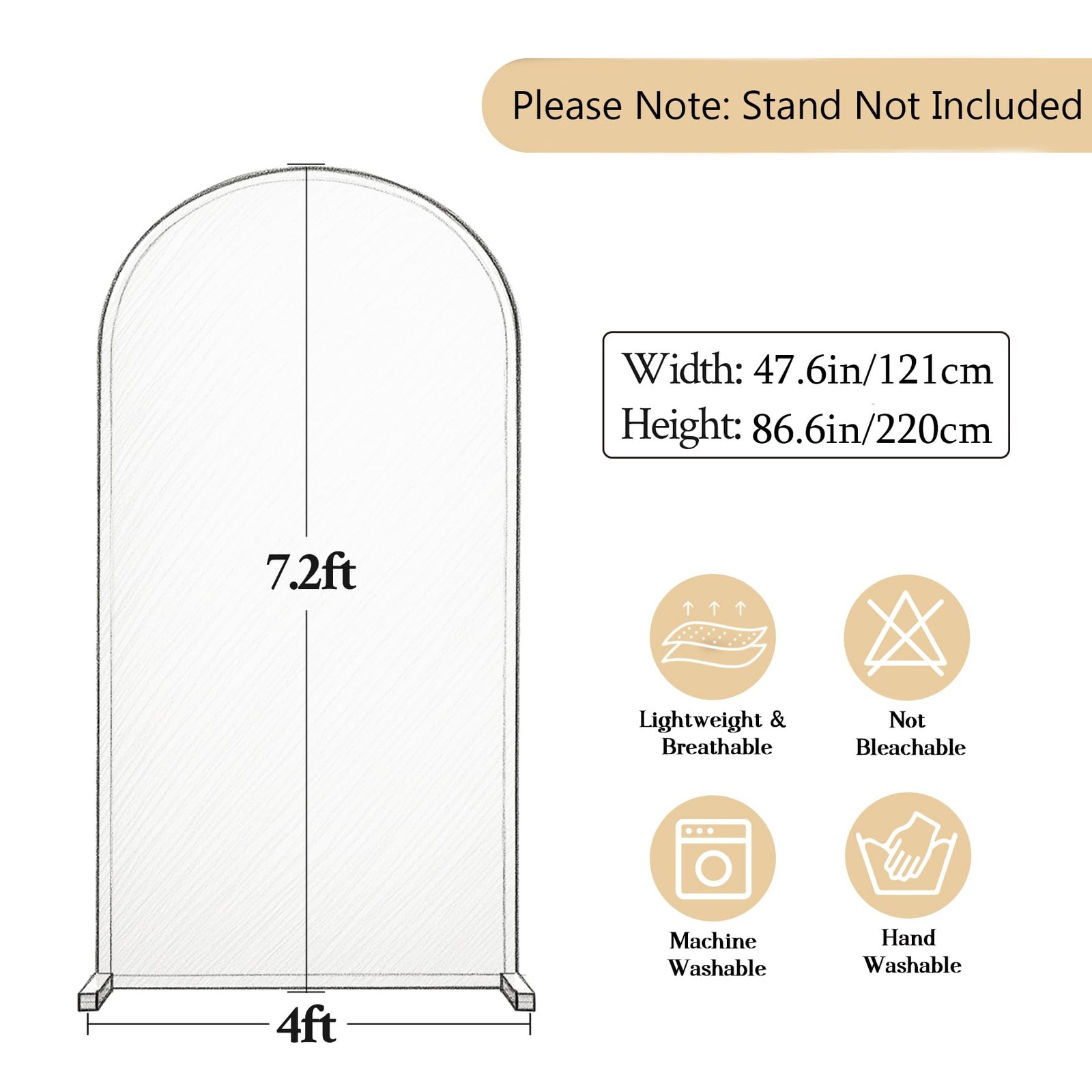 Cream Purple Arch Cover 7.2ft Spandex Wedding Arch Backdrop Cover for Baby Sh…