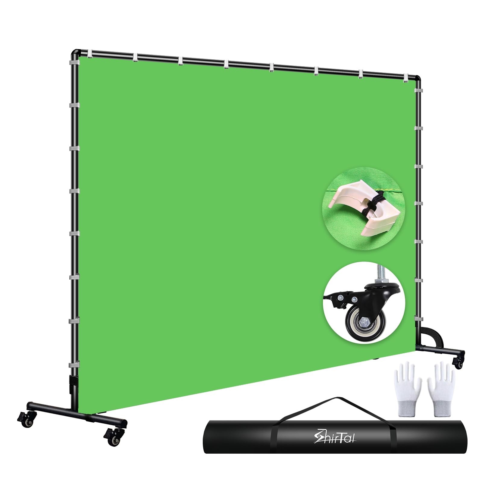 Shirtal 7x10ft Green Screen Backdrop with Stand,Movable Backdrop Stand with W…