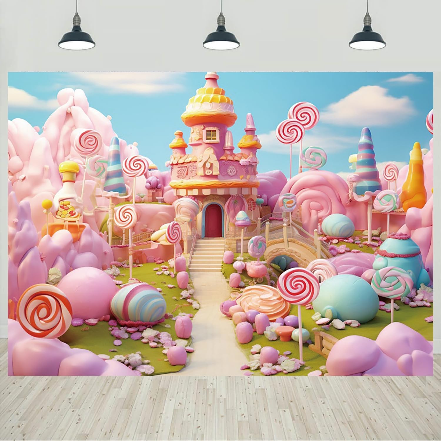 7x5ft Candyland Backdrop Fantasy Sweet Candy Castle 7x5ft, Candyland-1